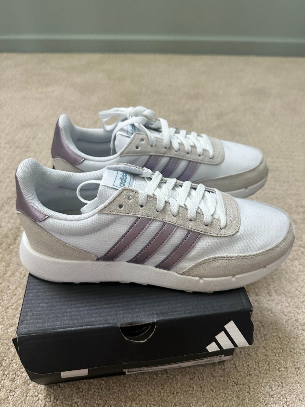 Adidas Run 60s 2.0 Sneakers – Women's Size 8.5 – White/Lilac – New in Box - Picture 1 of 6